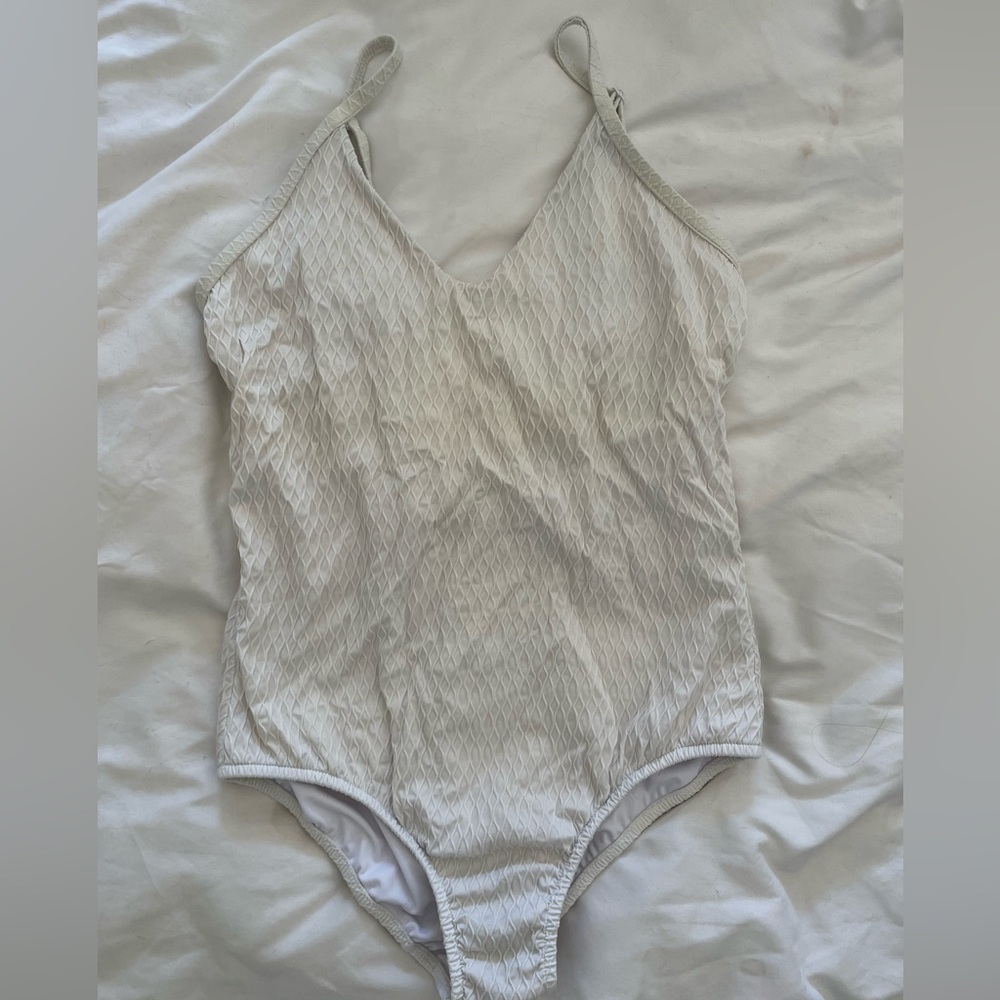 Venus White Textured Swimsuit